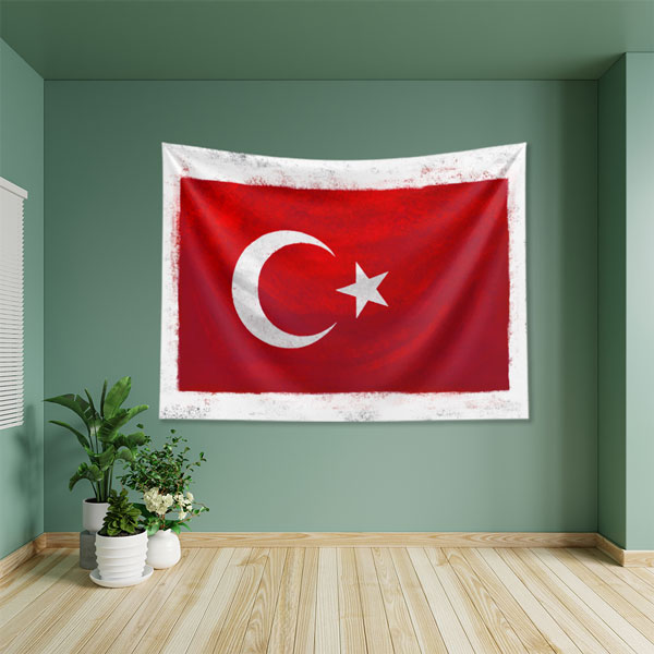 Vintage Türk Bayrağı Duvar Örtüsü 7764