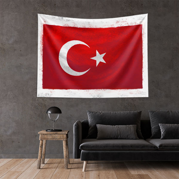 Vintage Türk Bayrağı Duvar Örtüsü 7764