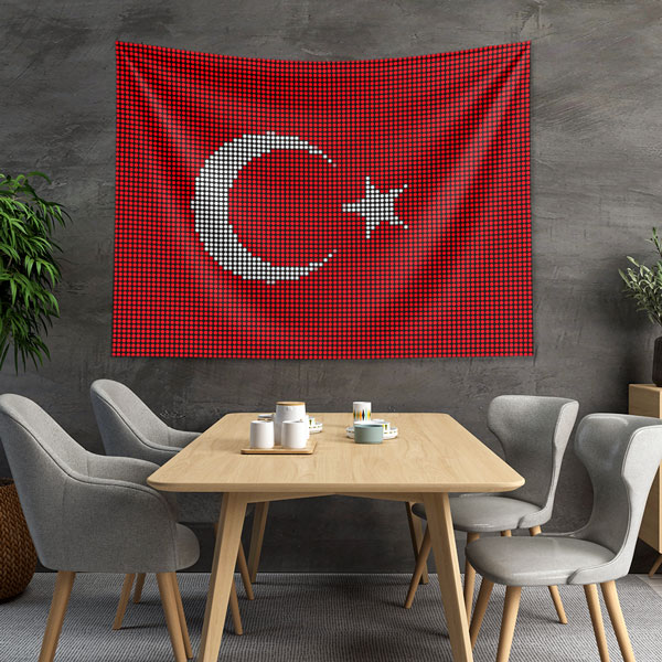 Pixel Türk Bayrağı Duvar Örtüsü 7765