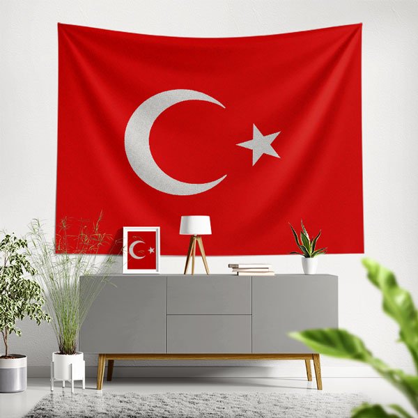 Minimal Türk Bayrağı Duvar Örtüsü 7766