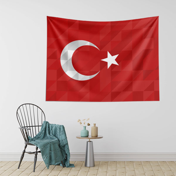 Geometrik Türk Bayrağı Duvar Örtüsü 7767