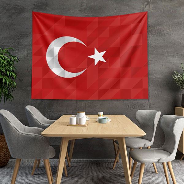 Geometrik Türk Bayrağı Duvar Örtüsü 7767