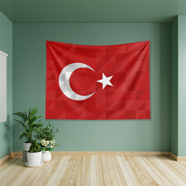 Geometrik Türk Bayrağı Duvar Örtüsü 7767