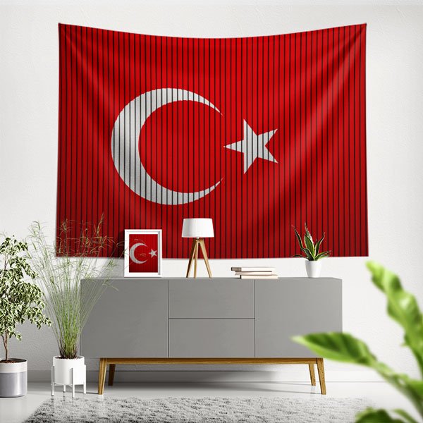 Çizgi Efektli Türk Bayrağı Duvar Örtüsü 7769