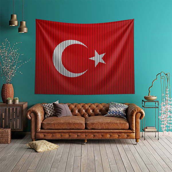 Çizgi Efektli Türk Bayrağı Duvar Örtüsü 7769