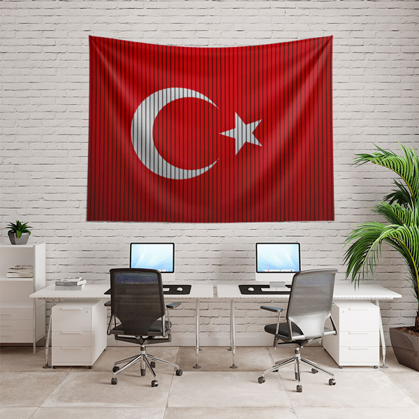 Çizgi Efektli Türk Bayrağı Duvar Örtüsü 7769