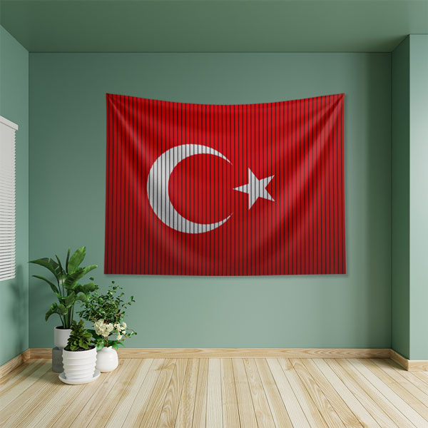 Çizgi Efektli Türk Bayrağı Duvar Örtüsü 7769