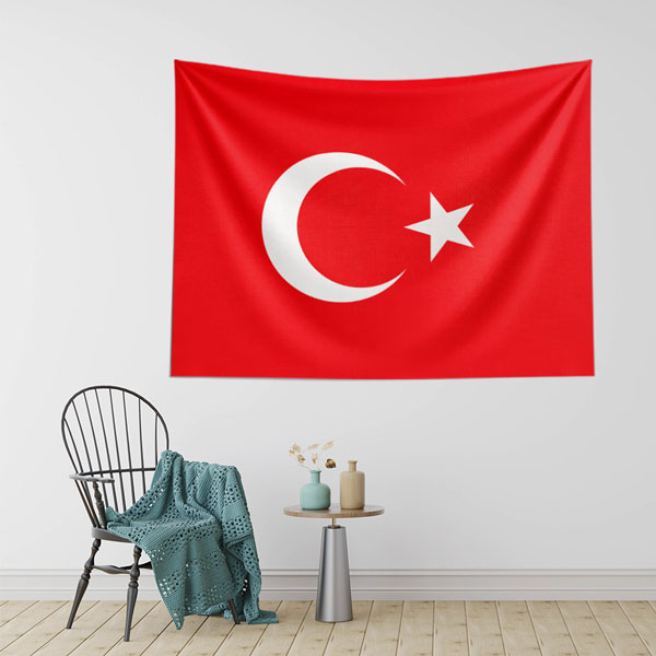Düz Zemin Türk Bayrağı Duvar Örtüsü 7772