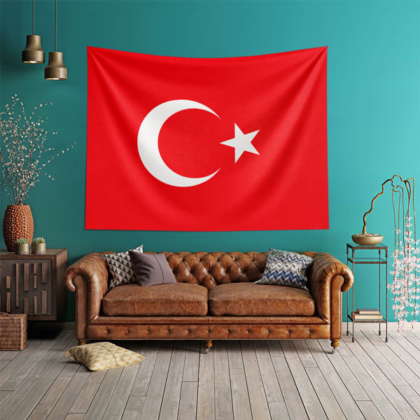 Düz Zemin Türk Bayrağı Duvar Örtüsü 7772