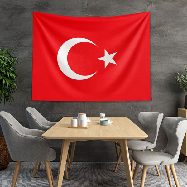 Düz Zemin Türk Bayrağı Duvar Örtüsü 7772