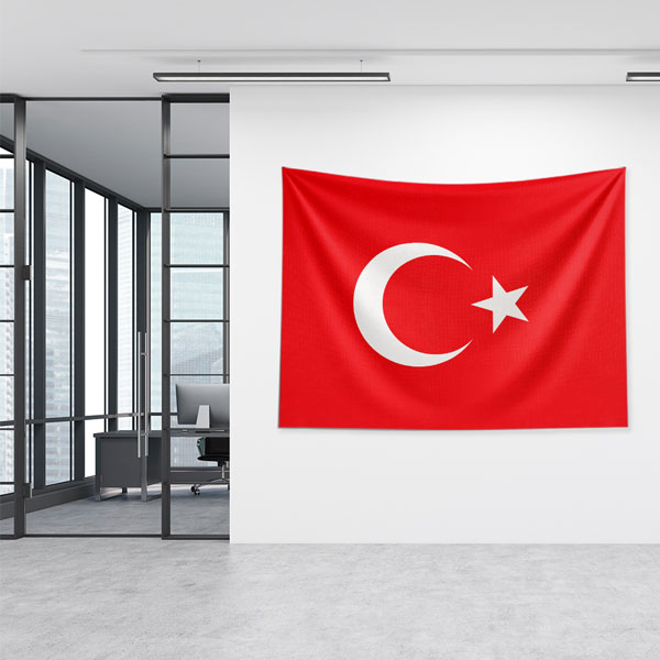 Düz Zemin Türk Bayrağı Duvar Örtüsü 7772