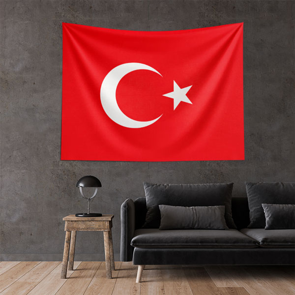 Düz Zemin Türk Bayrağı Duvar Örtüsü 7772