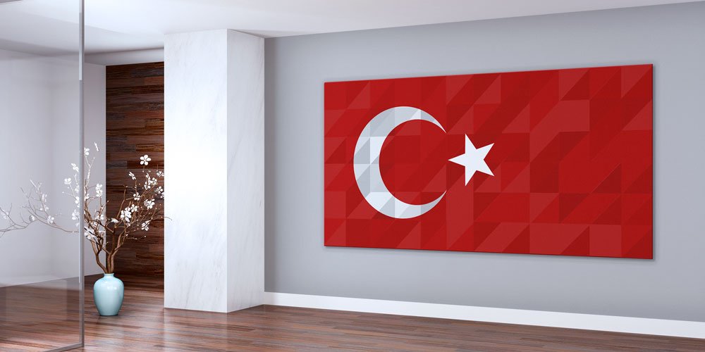 Geometrik Desenli Türk Bayrağı Duvar Dekoru Büyük Ebatlı Dekoratif Baskı 7859