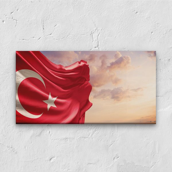 turk-bayragi-duvar-tablolar-7738-00 Türk Bayrağı Gün Batımı Kanvas Tablo Duvar Dekoru – 7738