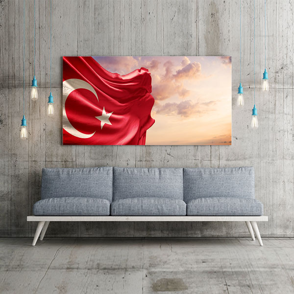 Türk Bayrağı Gün Batımı Kanvas Tablo Duvar Dekoru – 7738