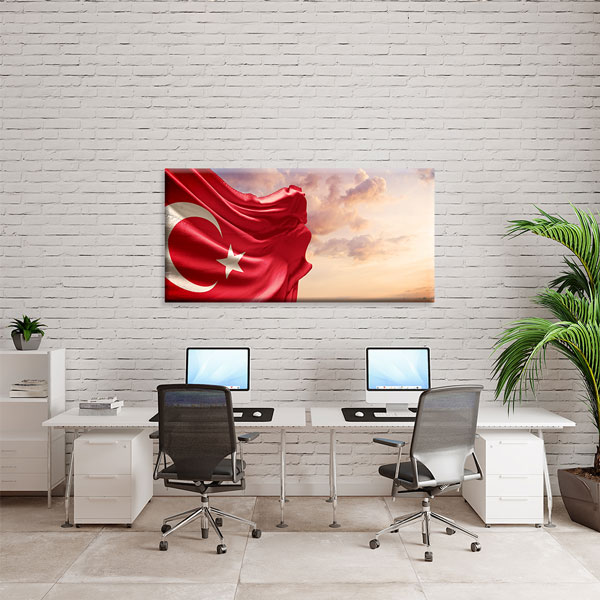 Türk Bayrağı Gün Batımı Kanvas Tablo Duvar Dekoru – 7738