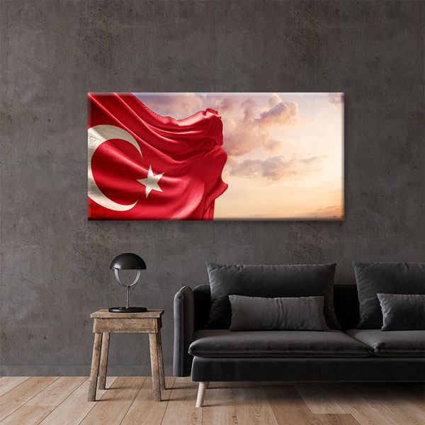 Türk Bayrağı Gün Batımı Kanvas Tablo Duvar Dekoru – 7738