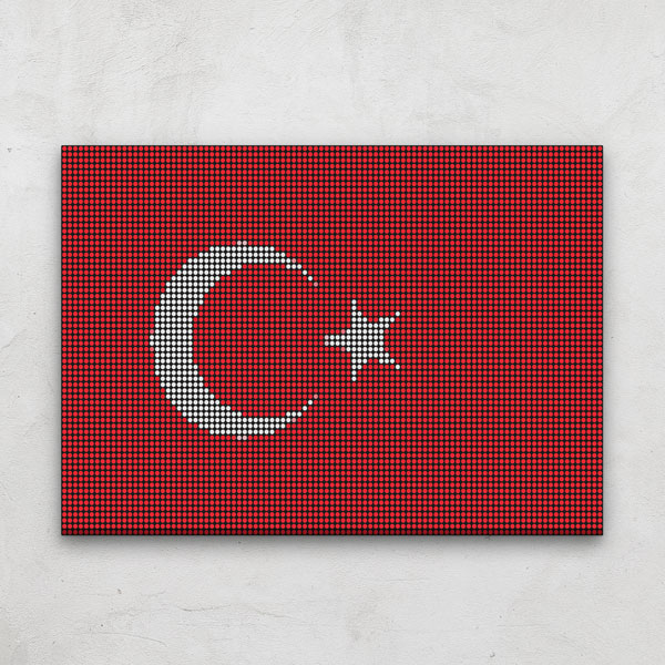 Mozaik Desenli Türk Bayrağı Kanvas Tablo Duvar Dekoru 7726