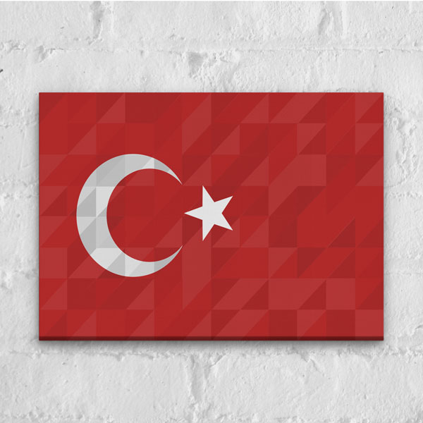 turk-bayragi-tablolar-7728-00 Geometrik Desenli Türk Bayrağı Kanvas Tablo Duvar Dekoru 7728