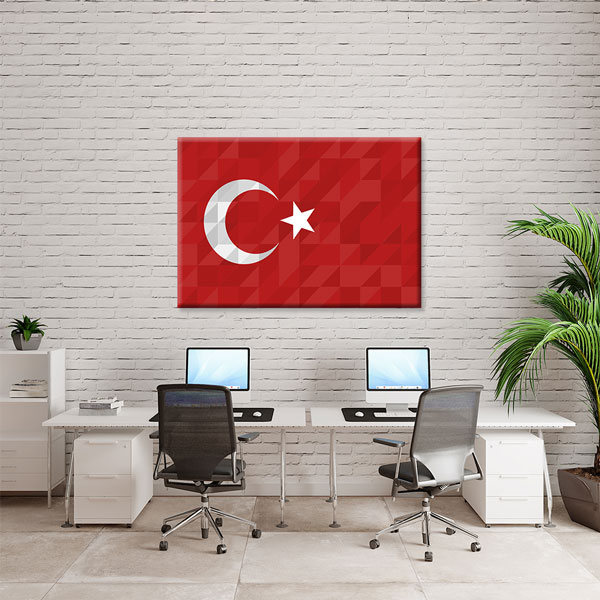 turk-bayragi-tablolar-7728-04 Geometrik Desenli Türk Bayrağı Kanvas Tablo Duvar Dekoru 7728