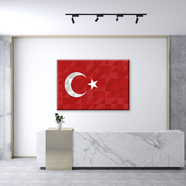 turk-bayragi-tablolar-7728-06 Geometrik Desenli Türk Bayrağı Kanvas Tablo Duvar Dekoru 7728