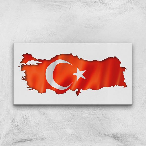 turk-bayragi-tablolar-7741-00 Türkiye Haritası Üzerinde Türk Bayrağı Kanvas Tablo Vatan Temalı Duvar Dekoru – 7741