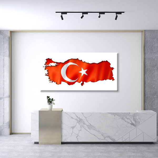 turk-bayragi-tablolar-7741-04 Türkiye Haritası Üzerinde Türk Bayrağı Kanvas Tablo Vatan Temalı Duvar Dekoru – 7741