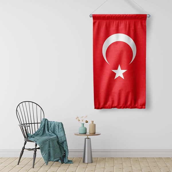 Klasik Türk Bayrağı Duvar Flaması Kumaş Baskı 7782
