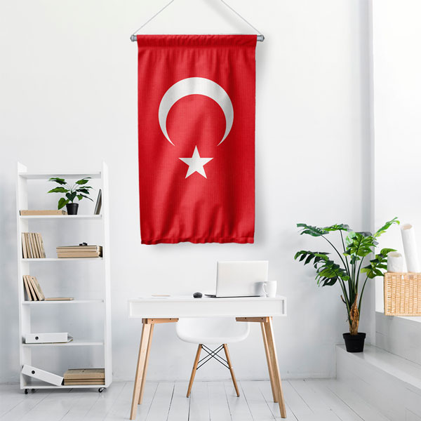 Klasik Türk Bayrağı Duvar Flaması Kumaş Baskı 7782