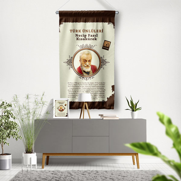 turk-buyukleri-duvar-dekoru-8162-00 Necip Fazıl Kısakürek Duvar Flaması 8162