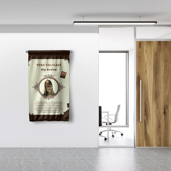 Alp Arslan Temalı Türk Büyükleri Flaması 8140