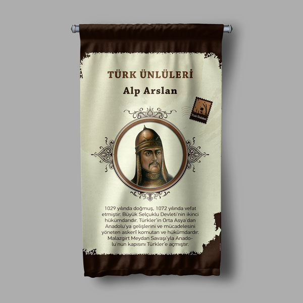 Alp Arslan Temalı Türk Büyükleri Flaması 8140