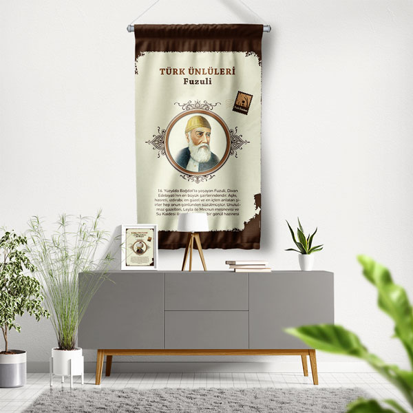 Fuzuli Temalı Türk Büyükleri Flaması 8147