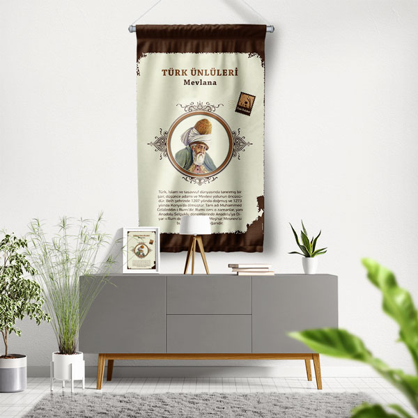 Mevlana Temalı Türk Büyükleri Flaması 8158