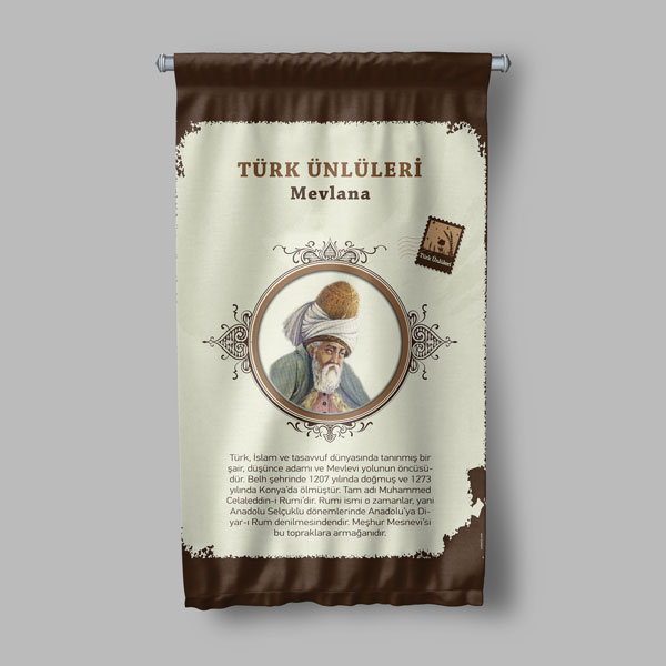 Mevlana Temalı Türk Büyükleri Flaması 8158