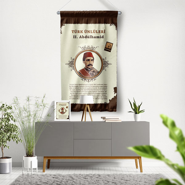 II. Abdülhamid Temalı Türk Büyükleri Flaması 8151