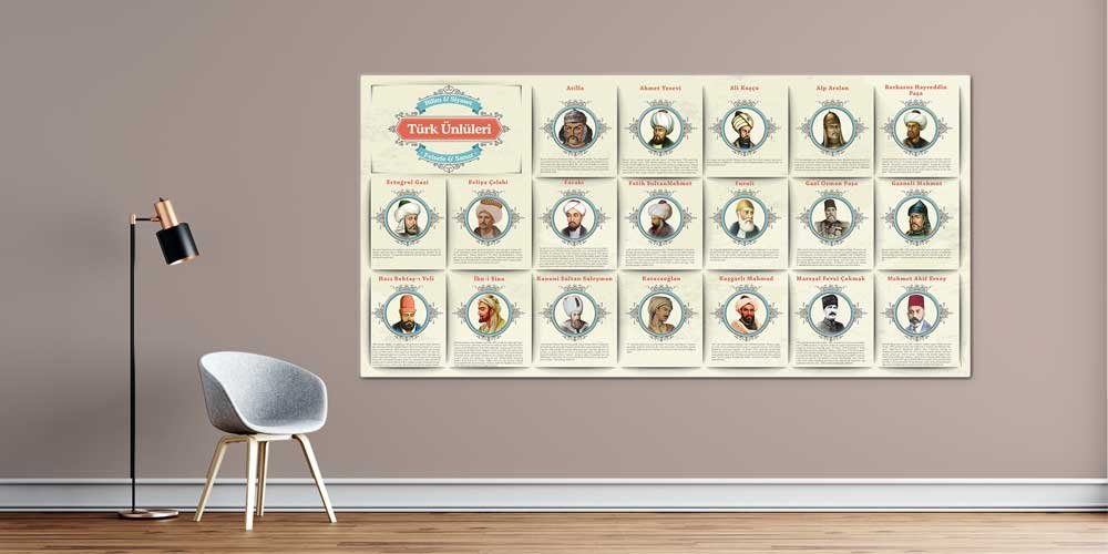 Türk Ünlüleri Tarihi Duvar Panosu F-132