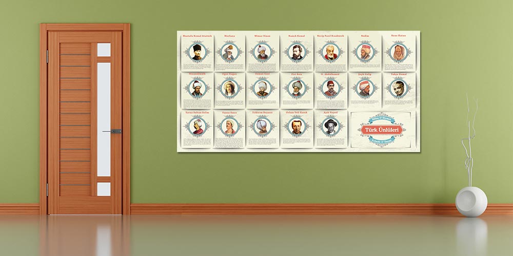 Türk Ünlüleri Tarihi Duvar Panosu F-132