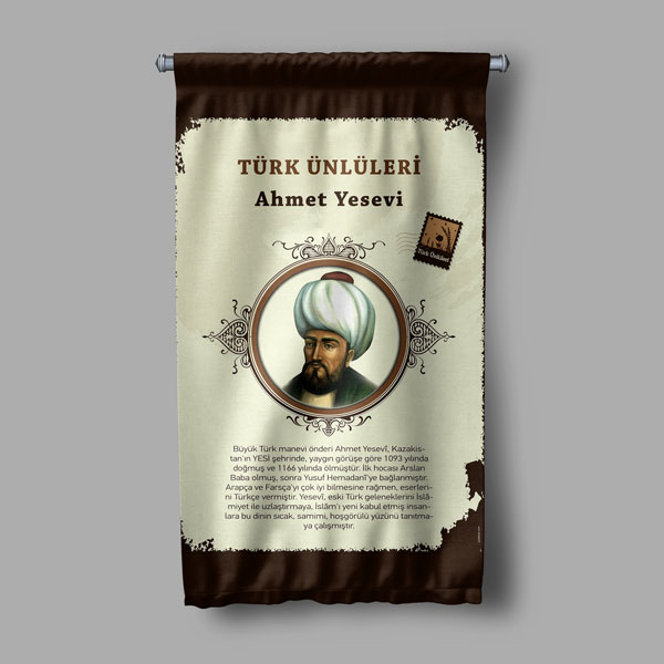 Ahmed Yesevi Temalı Türk Büyükleri Flaması 8139