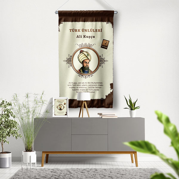 Ali Kuşçu Temalı Türk Büyükleri Flaması 8138