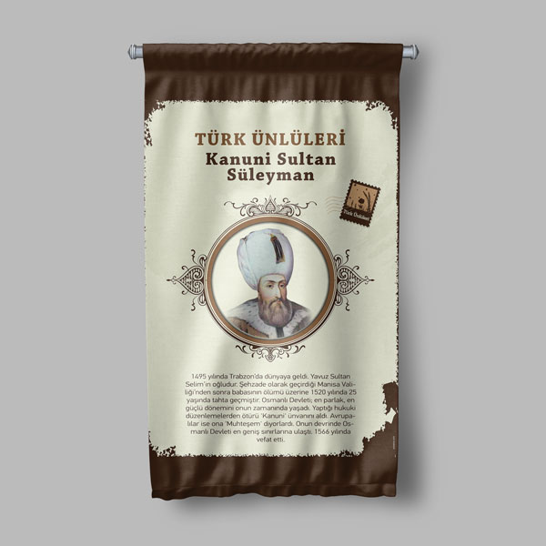 Kanuni Sultan Süleyman Temalı Türk Büyükleri Flaması 8153