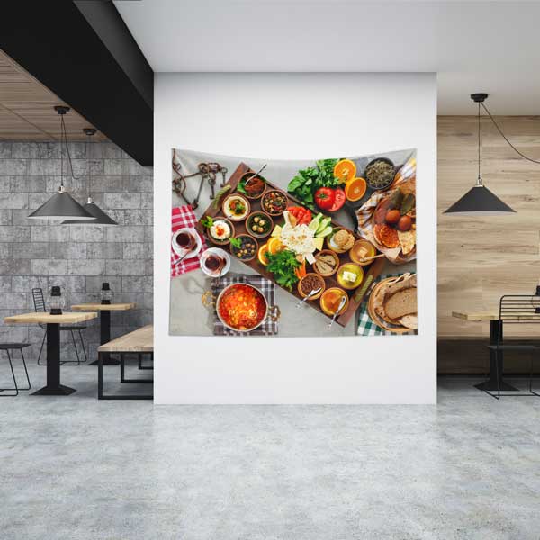 turk-kahvaltisi-gorselleri-12575-00 Zengin Türk Kahvaltısı Temalı Duvar Örtüsü 12575