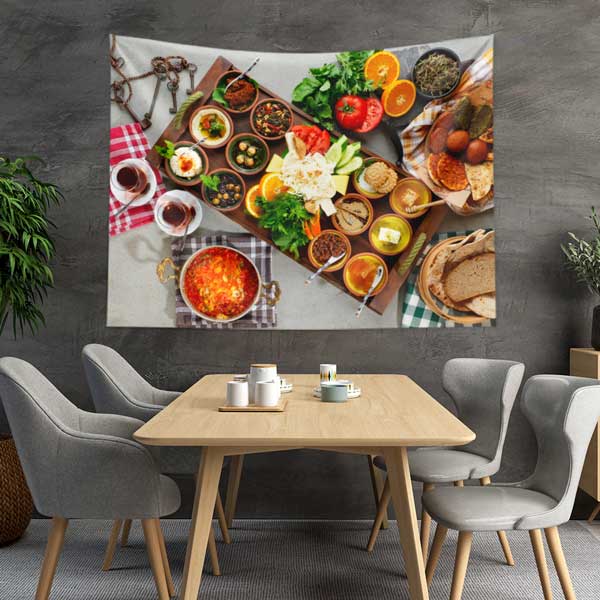 Zengin Türk Kahvaltısı Temalı Duvar Örtüsü 12575