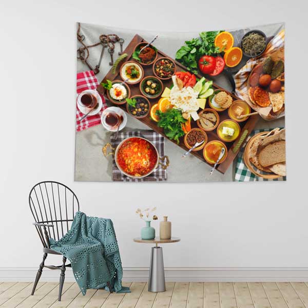 Zengin Türk Kahvaltısı Temalı Duvar Örtüsü 12575
