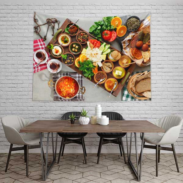 Zengin Türk Kahvaltısı Temalı Duvar Örtüsü 12575