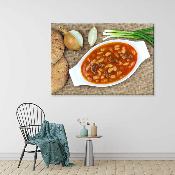 turk-mutfagi-tablolari-12177-03 Kuru Fasulye Anadolu Mutfağı Duvar Tablosu – 12177