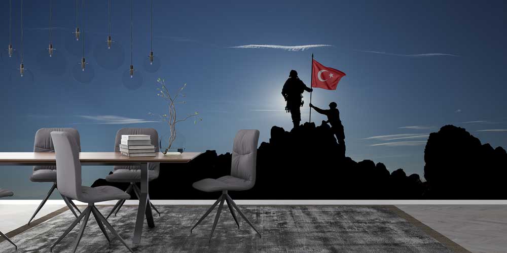 Zirvede Türk Bayrağı Diken Askerler Duvar Kağıdı 10975