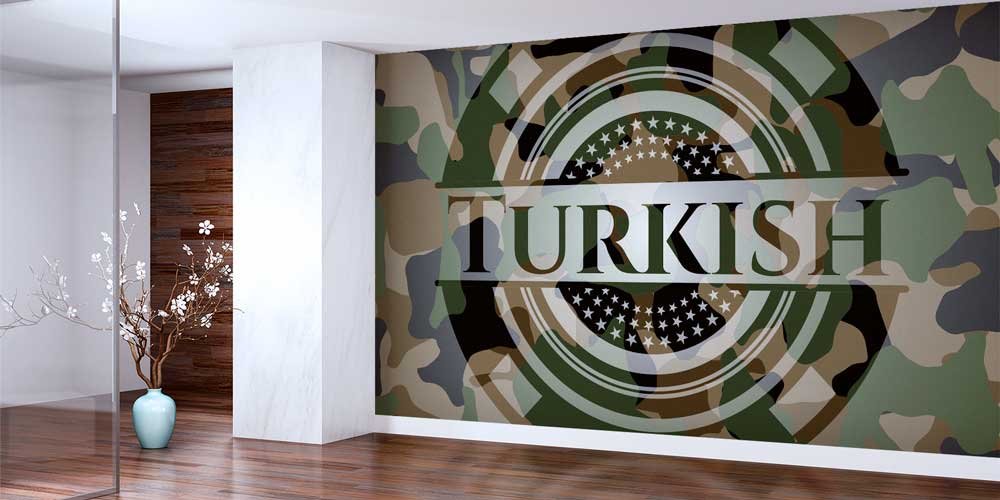 Kamuflaj Desenli Türk Temalı Duvar Kağıdı 10987