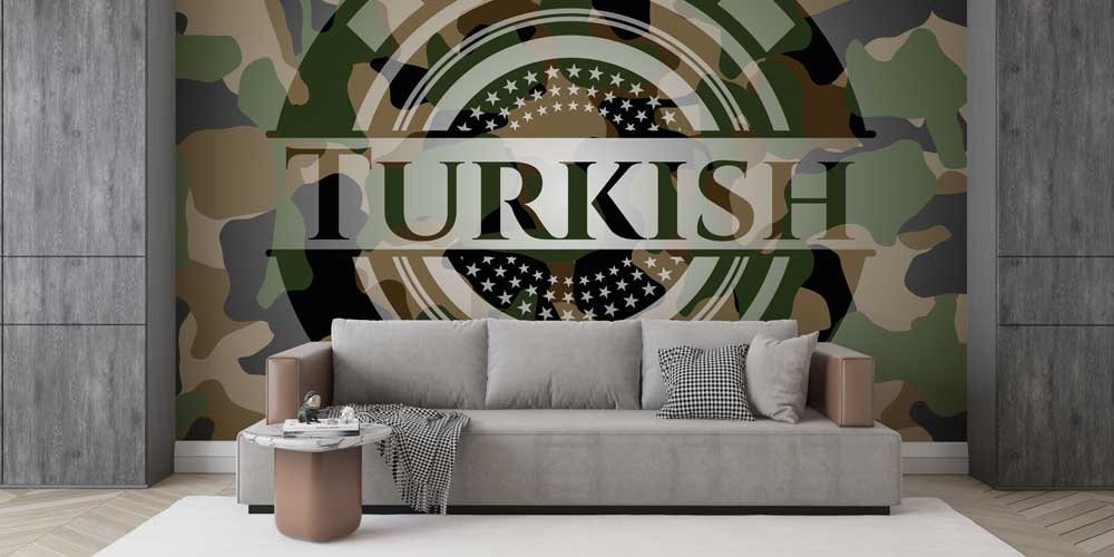 Kamuflaj Desenli Türk Temalı Duvar Kağıdı 10987