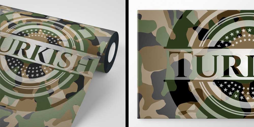 Kamuflaj Desenli Türk Temalı Duvar Kağıdı 10987